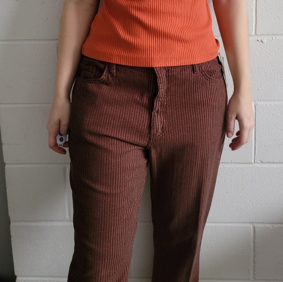NWT French Dressing Brown High Waisted Striped Cords Flare - Picture 3 of 7